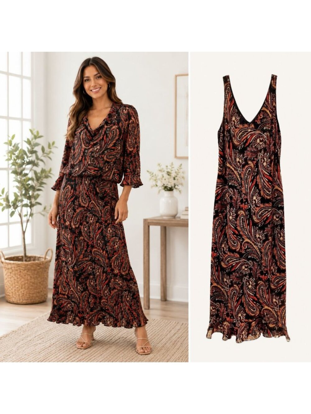 Positive Attitude Dress Womens Size 12 Petite Black Paisley 2 Piece Jacket Set